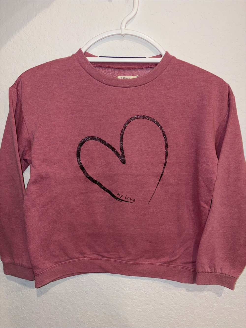 Sfera Dusty Mauve Crewneck Sweatshirt with Heart Graphic